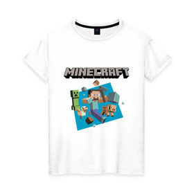 Женская футболка хлопок с принтом Heroes of Minecraft в Екатеринбурге, 100% хлопок | прямой крой, круглый вырез горловины, длина до линии бедер, слегка спущенное плечо | boom | minecraft | игры | компьютерные игры | майнкрафт