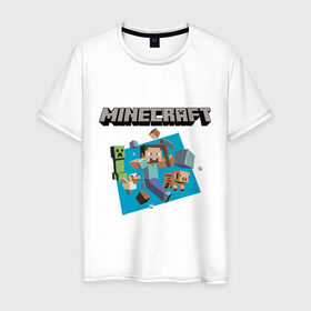 Мужская футболка хлопок с принтом Heroes of Minecraft в Екатеринбурге, 100% хлопок | прямой крой, круглый вырез горловины, длина до линии бедер, слегка спущенное плечо. | boom | minecraft | игры | компьютерные игры | майнкрафт