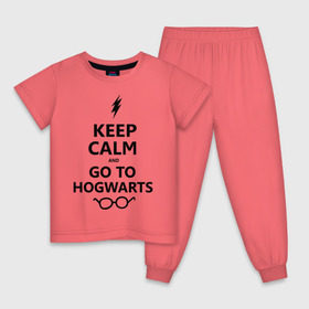 Детская пижама хлопок с принтом Keep calm and go to hogwarts. в Екатеринбурге, 100% хлопок |  брюки и футболка прямого кроя, без карманов, на брюках мягкая резинка на поясе и по низу штанин
 | keep calm | сохраняйте спокойствие