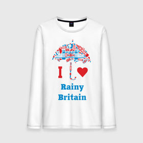 Мужской лонгслив хлопок с принтом я люблю Британию в Екатеринбурге, 100% хлопок |  | Тематика изображения на принте: i love rainy britain | rainy britain | зонт | зонтик | я люблю британию