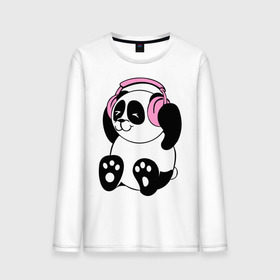 Мужской лонгслив хлопок с принтом Panda in headphones (панда в наушниках) в Екатеринбурге, 100% хлопок |  | панда