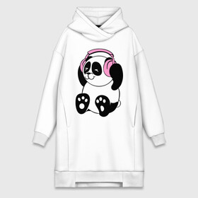 Платье-худи хлопок с принтом Panda in headphones (панда в наушниках) в Екатеринбурге,  |  | панда