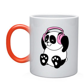 Кружка хамелеон с принтом Panda in headphones (панда в наушниках) в Екатеринбурге, керамика | меняет цвет при нагревании, емкость 330 мл | панда