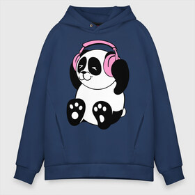 Мужское худи Oversize хлопок с принтом Panda in headphones (панда в наушниках) в Екатеринбурге, френч-терри — 70% хлопок, 30% полиэстер. Мягкий теплый начес внутри —100% хлопок | боковые карманы, эластичные манжеты и нижняя кромка, капюшон на магнитной кнопке | панда