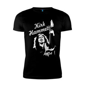 Мужская футболка премиум с принтом Kirk Hammett (Metallica) в Екатеринбурге, 92% хлопок, 8% лайкра | приталенный силуэт, круглый вырез ворота, длина до линии бедра, короткий рукав | металлика
