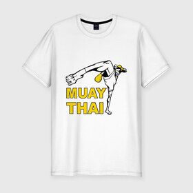 Мужская футболка премиум с принтом Muay thai (Тайский бокс) в Екатеринбурге, 92% хлопок, 8% лайкра | приталенный силуэт, круглый вырез ворота, длина до линии бедра, короткий рукав | муай тай