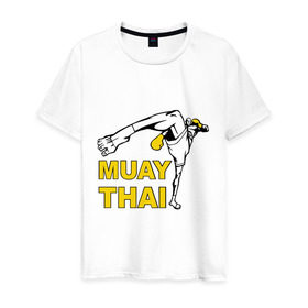 Мужская футболка хлопок с принтом Muay thai (Тайский бокс) в Екатеринбурге, 100% хлопок | прямой крой, круглый вырез горловины, длина до линии бедер, слегка спущенное плечо. | Тематика изображения на принте: муай тай