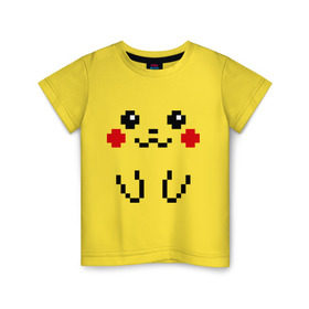 Детская футболка хлопок с принтом Bit Pikachu в Екатеринбурге, 100% хлопок | круглый вырез горловины, полуприлегающий силуэт, длина до линии бедер | 8 бит | pockemon | пикачу. покемоны | пиксели | покемон