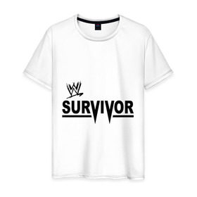 Мужская футболка хлопок с принтом Survivor в Екатеринбурге, 100% хлопок | прямой крой, круглый вырез горловины, длина до линии бедер, слегка спущенное плечо. | raw | raw live | survivor | wwe | wwe 13 | единоборства | реслинг | рестлинг | спорт