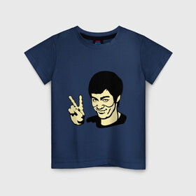 Детская футболка хлопок с принтом Позитивный Брюс Ли в Екатеринбурге, 100% хлопок | круглый вырез горловины, полуприлегающий силуэт, длина до линии бедер | брюс ли