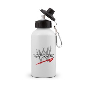 Бутылка спортивная с принтом WWE - горизонталь в Екатеринбурге, металл | емкость — 500 мл, в комплекте две пластиковые крышки и карабин для крепления | wrestling | wwe | бои без правил | реслинг | рестлинг | спорт