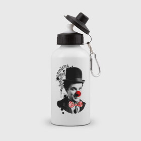 Бутылка спортивная с принтом Чарли Чаплин в Екатеринбурге, металл | емкость — 500 мл, в комплекте две пластиковые крышки и карабин для крепления | 1 апреля | lera | день смеха | клоун | нос | прикол | шутить изволите | шутка | юморист