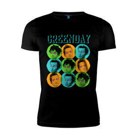 Мужская футболка премиум с принтом Green Day all в Екатеринбурге, 92% хлопок, 8% лайкра | приталенный силуэт, круглый вырез ворота, длина до линии бедра, короткий рукав | green day | rock | грин дэй | лица | музыка | рок группа | солист | участники