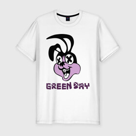 Мужская футболка премиум с принтом Green day rabbit в Екатеринбурге, 92% хлопок, 8% лайкра | приталенный силуэт, круглый вырез ворота, длина до линии бедра, короткий рукав | green day | rock | грин дэй | кролик | музыка | рок группа