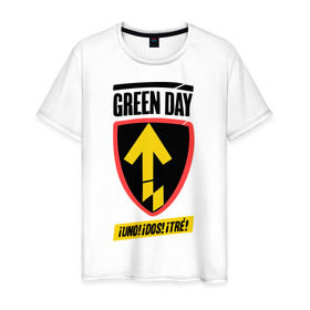 Мужская футболка хлопок с принтом Uno! Dos! Tre! Logo в Екатеринбурге, 100% хлопок | прямой крой, круглый вырез горловины, длина до линии бедер, слегка спущенное плечо. | green day | rock | грин дэй | музыка | раз два три | рок группа | счет | считалка