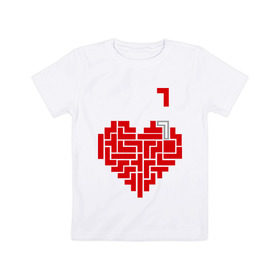 Детская футболка хлопок с принтом Heart tetris сердце тетрис в Екатеринбурге, 100% хлопок | круглый вырез горловины, полуприлегающий силуэт, длина до линии бедер | Тематика изображения на принте: heart tetris сердце тетрис | сердечко | сердце | тетрис сердце
