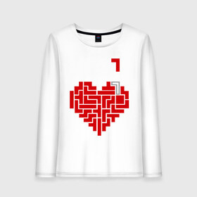 Женский лонгслив хлопок с принтом Heart tetris сердце тетрис в Екатеринбурге, 100% хлопок |  | Тематика изображения на принте: heart tetris сердце тетрис | сердечко | сердце | тетрис сердце