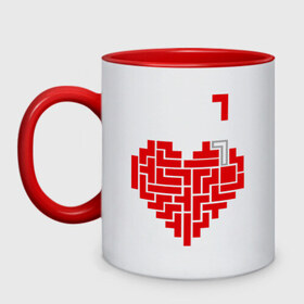 Кружка двухцветная с принтом Heart tetris сердце тетрис в Екатеринбурге, керамика | объем — 330 мл, диаметр — 80 мм. Цветная ручка и кайма сверху, в некоторых цветах — вся внутренняя часть | Тематика изображения на принте: heart tetris сердце тетрис | сердечко | сердце | тетрис сердце