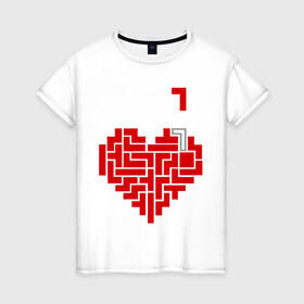 Женская футболка хлопок с принтом Heart tetris сердце тетрис в Екатеринбурге, 100% хлопок | прямой крой, круглый вырез горловины, длина до линии бедер, слегка спущенное плечо | heart tetris сердце тетрис | сердечко | сердце | тетрис сердце
