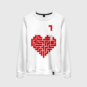Женский свитшот хлопок с принтом Heart tetris сердце тетрис в Екатеринбурге, 100% хлопок | прямой крой, круглый вырез, на манжетах и по низу широкая трикотажная резинка  | Тематика изображения на принте: heart tetris сердце тетрис | сердечко | сердце | тетрис сердце