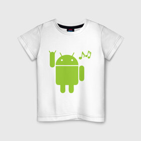 Детская футболка хлопок с принтом android dance в Екатеринбурге, 100% хлопок | круглый вырез горловины, полуприлегающий силуэт, длина до линии бедер | android | андроид
