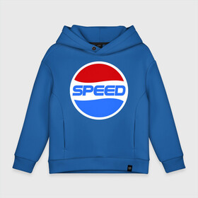 Детское худи Oversize хлопок с принтом Pepsi Speed в Екатеринбурге, френч-терри — 70% хлопок, 30% полиэстер. Мягкий теплый начес внутри —100% хлопок | боковые карманы, эластичные манжеты и нижняя кромка, капюшон на магнитной кнопке | pepsi | speed | антибренд | бренд | пепси | скорость