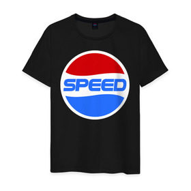 Мужская футболка хлопок с принтом Pepsi Speed в Екатеринбурге, 100% хлопок | прямой крой, круглый вырез горловины, длина до линии бедер, слегка спущенное плечо. | Тематика изображения на принте: pepsi | speed | антибренд | бренд | пепси | скорость