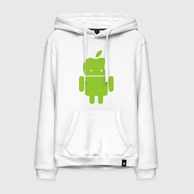 Мужская толстовка хлопок с принтом Android Applehead в Екатеринбурге, френч-терри, мягкий теплый начес внутри (100% хлопок) | карман-кенгуру, эластичные манжеты и нижняя кромка, капюшон с подкладом и шнурком | Тематика изображения на принте: android | apple | админам | андроид | для админов | эпл