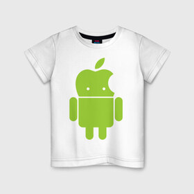 Детская футболка хлопок с принтом Android Applehead в Екатеринбурге, 100% хлопок | круглый вырез горловины, полуприлегающий силуэт, длина до линии бедер | android | apple | админам | андроид | для админов | эпл