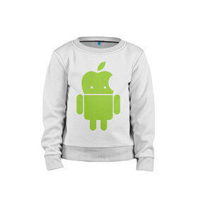 Детский свитшот хлопок с принтом Android Applehead в Екатеринбурге, 100% хлопок | круглый вырез горловины, эластичные манжеты, пояс и воротник | android | apple | админам | андроид | для админов | эпл