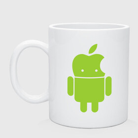 Кружка с принтом Android Applehead в Екатеринбурге, керамика | объем — 330 мл, диаметр — 80 мм. Принт наносится на бока кружки, можно сделать два разных изображения | android | apple | админам | андроид | для админов | эпл