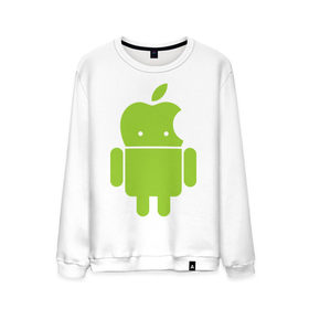 Мужской свитшот хлопок с принтом Android Applehead в Екатеринбурге, 100% хлопок |  | android | apple | админам | андроид | для админов | эпл