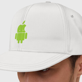 Кепка снепбек с прямым козырьком с принтом Android Applehead в Екатеринбурге, хлопок 100% |  | android | apple | админам | андроид | для админов | эпл