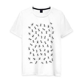 Мужская футболка хлопок с принтом Армия мурашей в Екатеринбурге, 100% хлопок | прямой крой, круглый вырез горловины, длина до линии бедер, слегка спущенное плечо. | армия мураьев | муравьи | насекомые