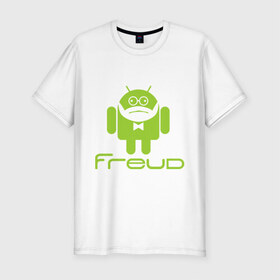 Мужская футболка премиум с принтом Android Freud в Екатеринбурге, 92% хлопок, 8% лайкра | приталенный силуэт, круглый вырез ворота, длина до линии бедра, короткий рукав | android | андроид