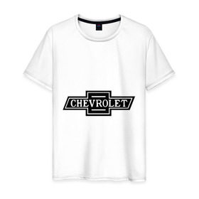 Мужская футболка хлопок с принтом Chevrolet лого в Екатеринбурге, 100% хлопок | прямой крой, круглый вырез горловины, длина до линии бедер, слегка спущенное плечо. | chevrolet | chevrolet лого | логотип chevrolet | логотип шевроле