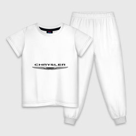 Детская пижама хлопок с принтом Chrysler лого в Екатеринбурге, 100% хлопок |  брюки и футболка прямого кроя, без карманов, на брюках мягкая резинка на поясе и по низу штанин
 | Тематика изображения на принте: chrysler | краислер | логотип chrysler | логотип краислер