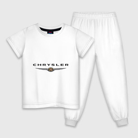 Детская пижама хлопок с принтом Chrysler logo в Екатеринбурге, 100% хлопок |  брюки и футболка прямого кроя, без карманов, на брюках мягкая резинка на поясе и по низу штанин
 | Тематика изображения на принте: chrysler | автомобиль chrysler | автомобиль краислер | краислер | логотип chrysler | логотип краислер