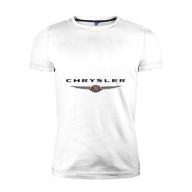 Мужская футболка премиум с принтом Chrysler logo в Екатеринбурге, 92% хлопок, 8% лайкра | приталенный силуэт, круглый вырез ворота, длина до линии бедра, короткий рукав | Тематика изображения на принте: chrysler | автомобиль chrysler | автомобиль краислер | краислер | логотип chrysler | логотип краислер