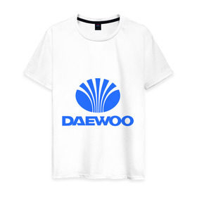 Мужская футболка хлопок с принтом Logo daewoo в Екатеринбурге, 100% хлопок | прямой крой, круглый вырез горловины, длина до линии бедер, слегка спущенное плечо. | daewoo | автомобиль daewoo | автомобиль дейву | дайву | логотип daewoo | логотип дайву | логотип дейву