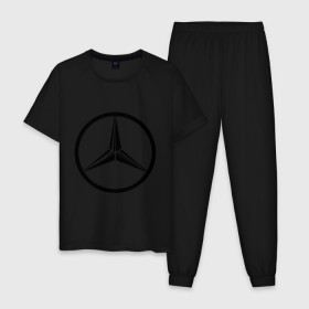 Мужская пижама хлопок с принтом Mercedes-Benz logo в Екатеринбурге, 100% хлопок | брюки и футболка прямого кроя, без карманов, на брюках мягкая резинка на поясе и по низу штанин
 | Тематика изображения на принте: mercedes | mercedes benz | логотип mercedes | логотип mercedes benz | логотип мерседерс бенс | мерен | мерседерс | мерседерс бенс
