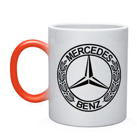 Кружка хамелеон с принтом Mercedes-Benz в Екатеринбурге, керамика | меняет цвет при нагревании, емкость 330 мл | mercedes | mercedes benz | логотип mercedes | логотип mercedes benz | логотип мерседерс бенс | мерен | мерседерс | мерседерс бенс