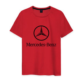 Мужская футболка хлопок с принтом Logo Mercedes-Benz в Екатеринбурге, 100% хлопок | прямой крой, круглый вырез горловины, длина до линии бедер, слегка спущенное плечо. | Тематика изображения на принте: mercedes | mercedes benz | логотип mercedes | логотип mercedes benz | логотип мерседерс бенс | мерен | мерседерс | мерседерс бенс