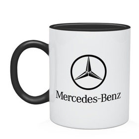 Кружка двухцветная с принтом Logo Mercedes-Benz в Екатеринбурге, керамика | объем — 330 мл, диаметр — 80 мм. Цветная ручка и кайма сверху, в некоторых цветах — вся внутренняя часть | mercedes | mercedes benz | логотип mercedes | логотип mercedes benz | логотип мерседерс бенс | мерен | мерседерс | мерседерс бенс
