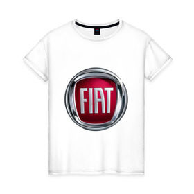 Женская футболка хлопок с принтом FIAT logo в Екатеринбурге, 100% хлопок | прямой крой, круглый вырез горловины, длина до линии бедер, слегка спущенное плечо | fiat | автомобиль фиат | логотип fiat | логотип фиат | фиат