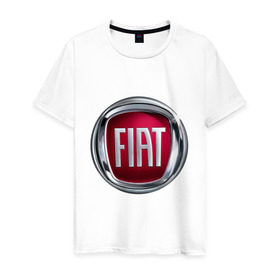 Мужская футболка хлопок с принтом FIAT logo в Екатеринбурге, 100% хлопок | прямой крой, круглый вырез горловины, длина до линии бедер, слегка спущенное плечо. | fiat | автомобиль фиат | логотип fiat | логотип фиат | фиат