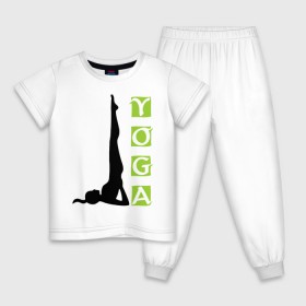 Детская пижама хлопок с принтом Woman Yoga в Екатеринбурге, 100% хлопок |  брюки и футболка прямого кроя, без карманов, на брюках мягкая резинка на поясе и по низу штанин
 | sport | женский силуэт | йога | спорт