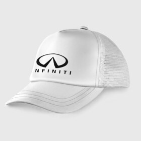 Детская кепка тракер с принтом Infiniti logo в Екатеринбурге, Козырек - 100% хлопок. Кепка - 100% полиэстер, Задняя часть - сетка | универсальный размер, пластиковая застёжка | infiniti автомобиль | автомобиль инфинити | инфинити | логотип infiniti | логотип инфинити
