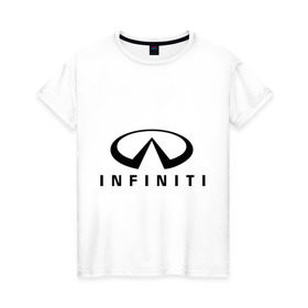 Женская футболка хлопок с принтом Infiniti logo в Екатеринбурге, 100% хлопок | прямой крой, круглый вырез горловины, длина до линии бедер, слегка спущенное плечо | Тематика изображения на принте: infiniti автомобиль | автомобиль инфинити | инфинити | логотип infiniti | логотип инфинити