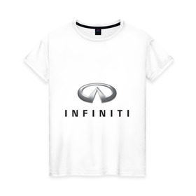 Женская футболка хлопок с принтом Logo Infiniti в Екатеринбурге, 100% хлопок | прямой крой, круглый вырез горловины, длина до линии бедер, слегка спущенное плечо | infiniti автомобиль | автомобиль инфинити | инфинити | логотип infiniti | логотип инфинити
